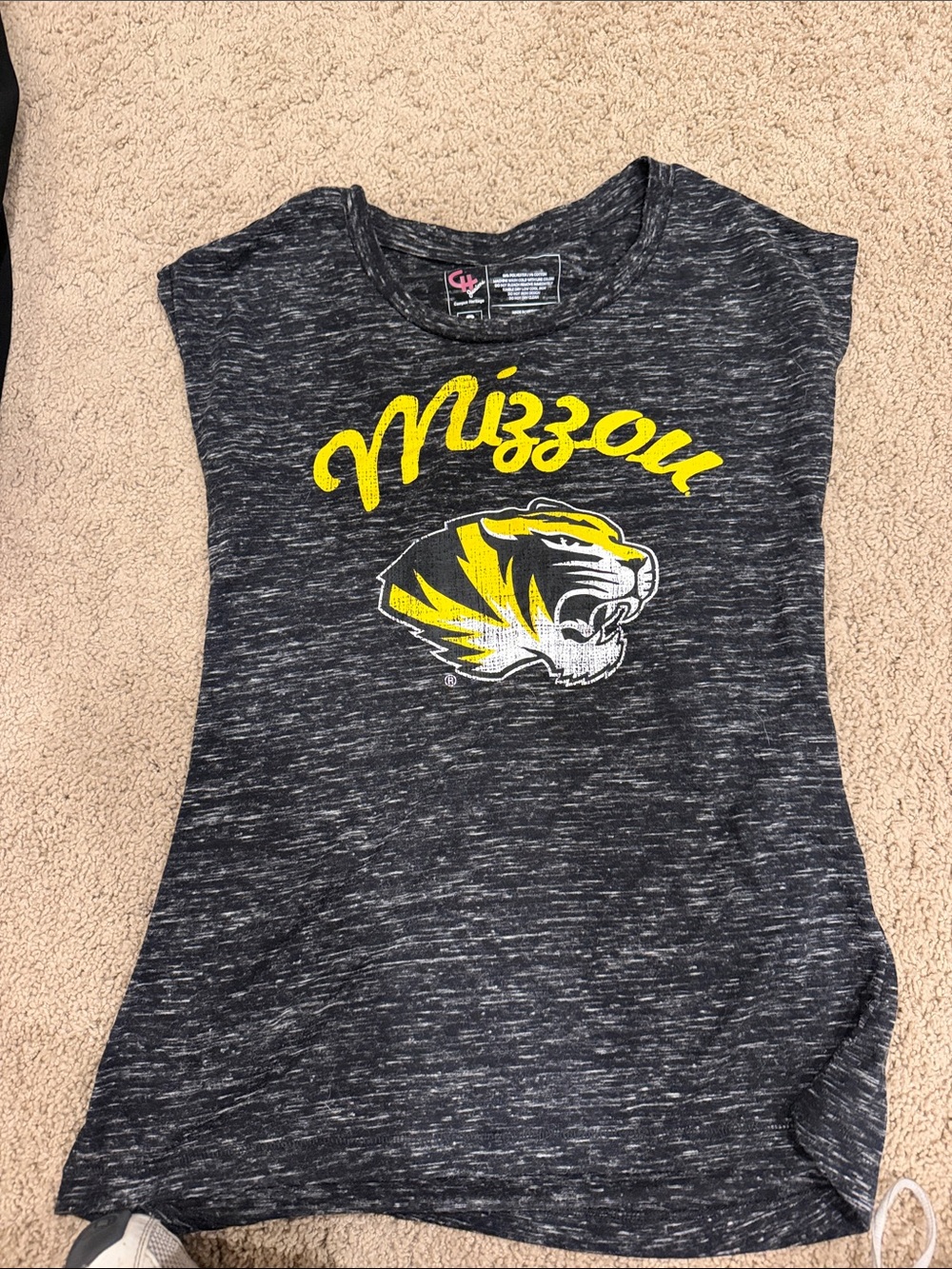 Mizzou' Black Heathered Tiger Logo Tee